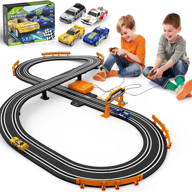 Slot Car Racing Track Set with 2 High-Speed Cars for Kids