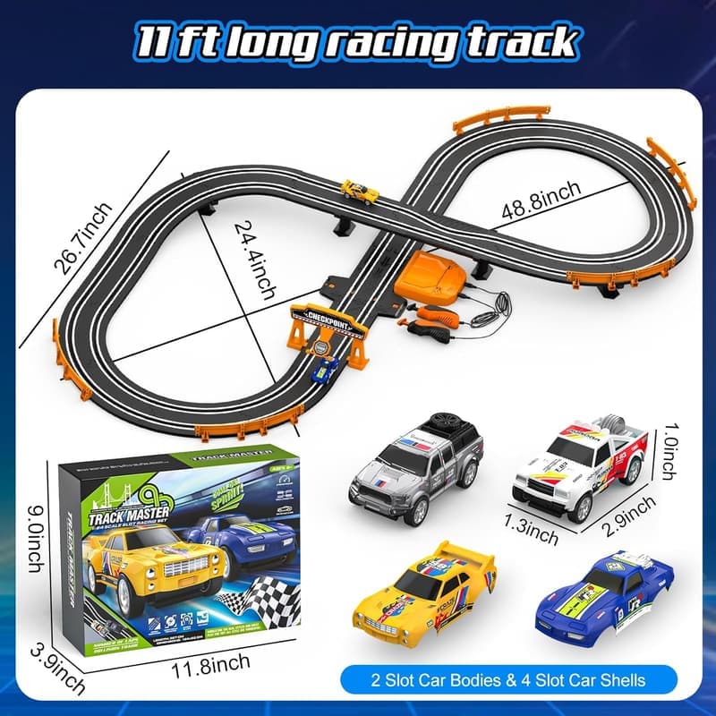 Slot Car Racing Track Set with 2 High-Speed Cars for Kids