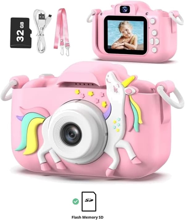 Kids Digital Video Camera with Cartoon Cover - Gift for Ages 3-8
