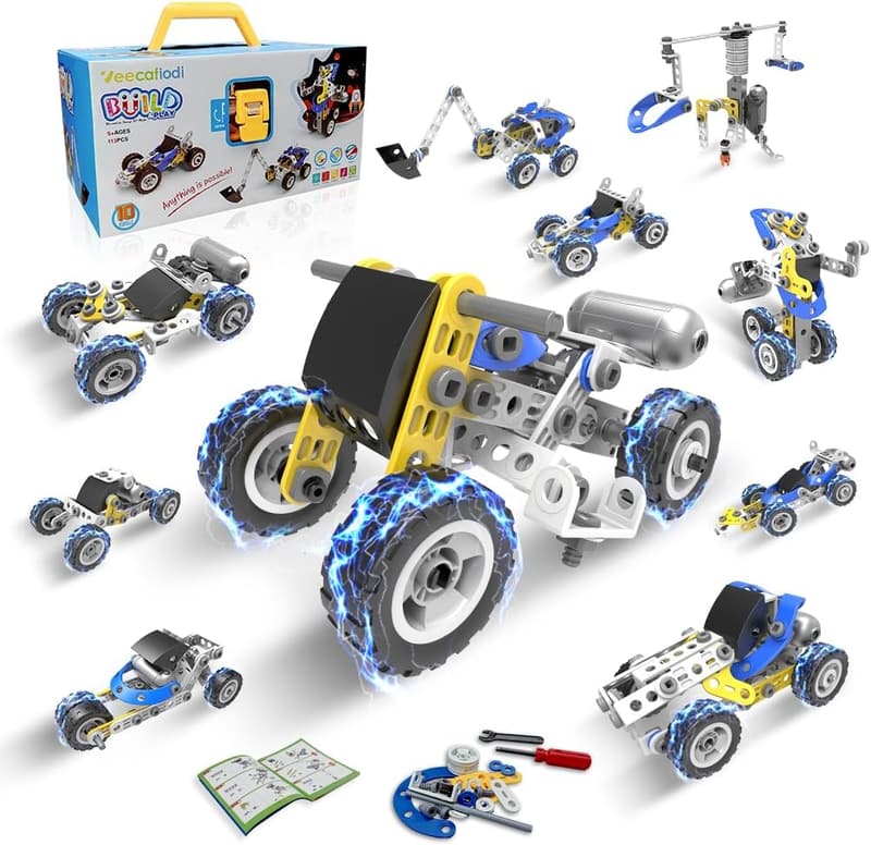 10-in-1 Electric Building STEM Toys for Boys Ages 4-8