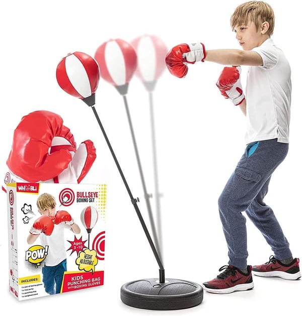 Adjustable Kids Punching Bag Set with Gloves for Ages 3-10