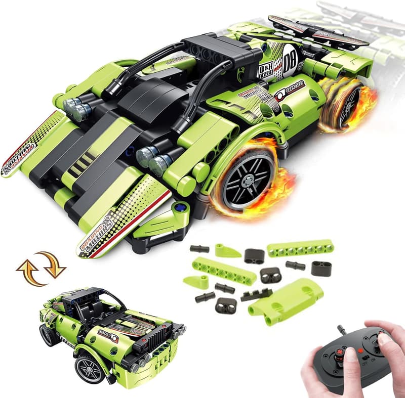 2-in-1 Remote Control Racecar Building Blocks for Kids