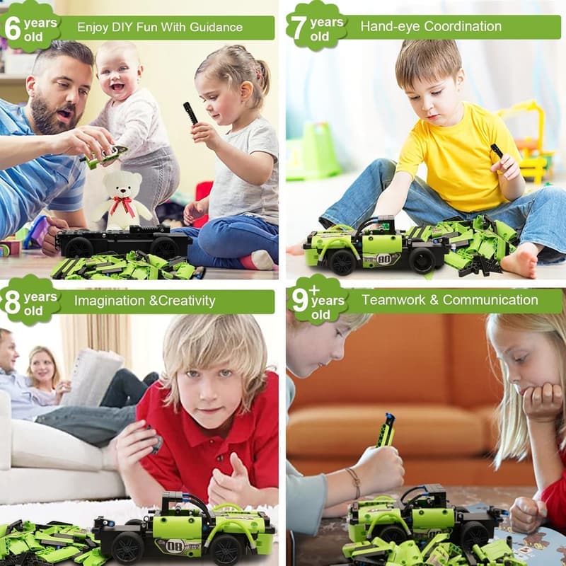 2-in-1 Remote Control Racecar Building Blocks for Kids