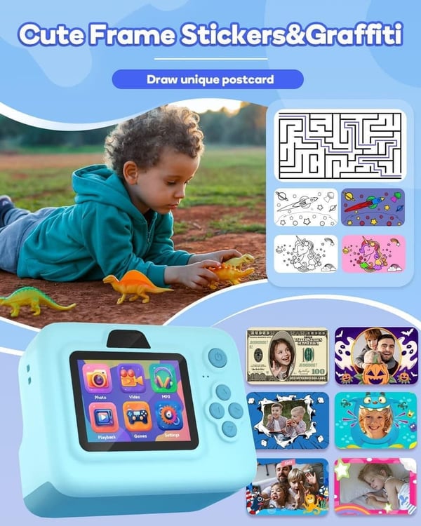 Kids Instant Print Camera - 1080P Portable Toy for Ages 3-12
