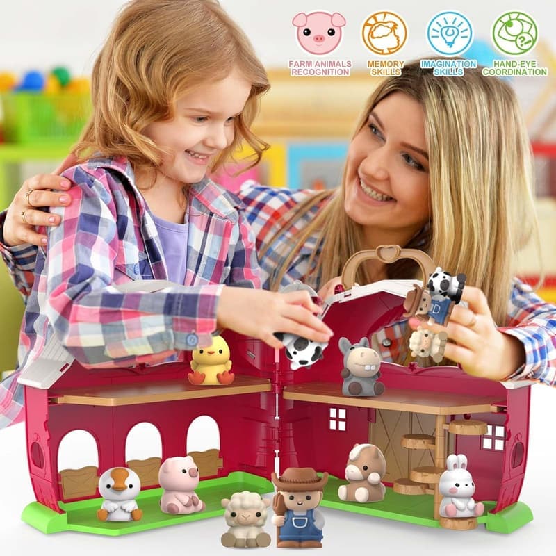 Toddler Educational Farm Playset with Animals - Gift for Kids