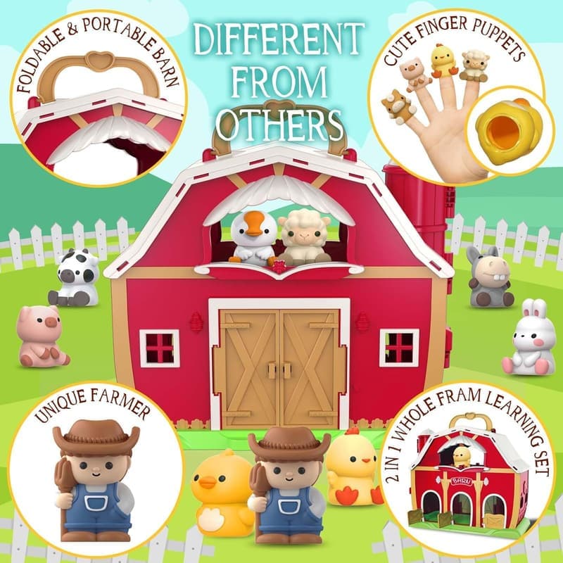 Toddler Educational Farm Playset with Animals - Gift for Kids