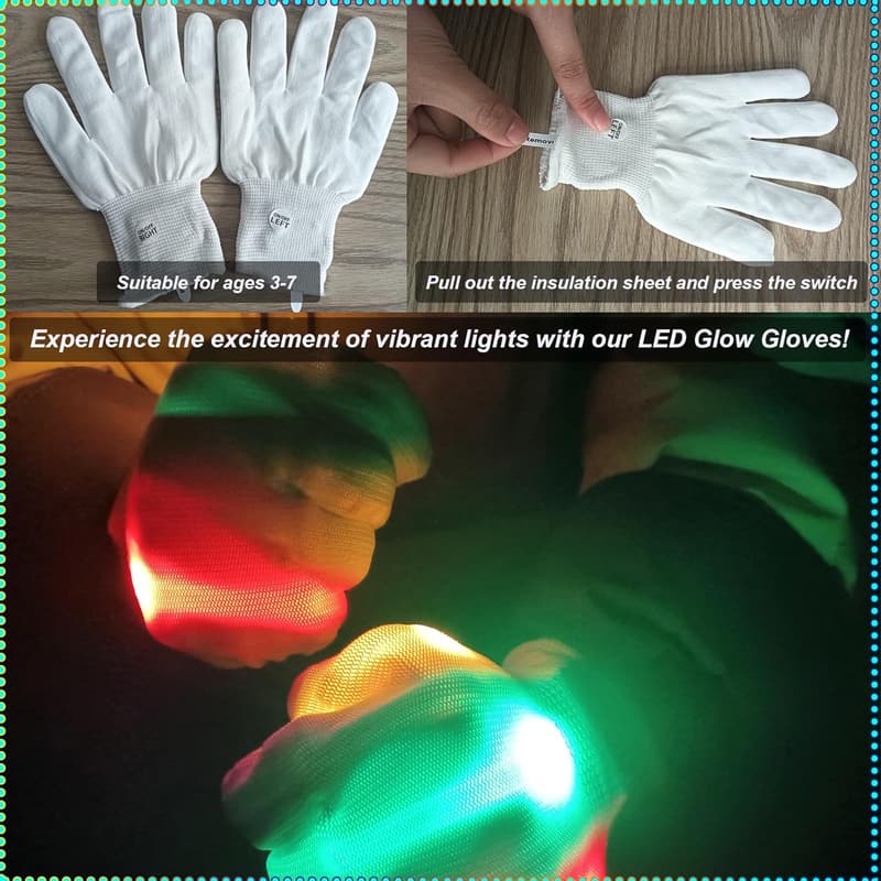 LED Light Up Gloves for Kids - Rave Party Accessory