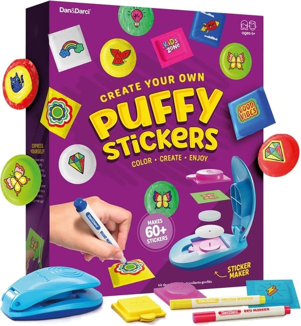 DIY Puffy Sticker Maker Kit for Kids - Arts and Crafts Gift Age 6-10