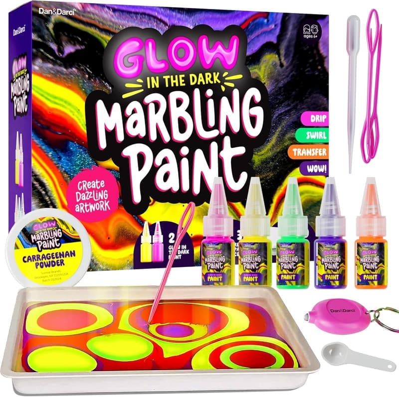 Glow in the Dark Marble Paint Kit for Kids Ages 6-12