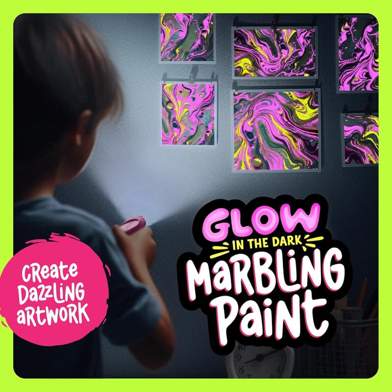 Glow in the Dark Marble Paint Kit for Kids Ages 6-12