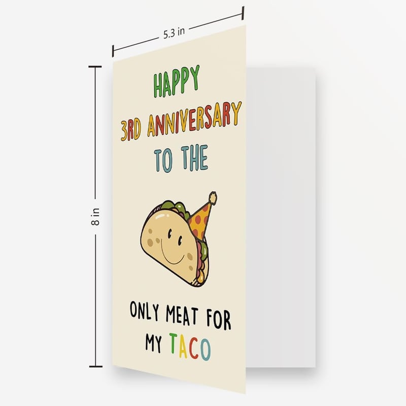3rd Anniversary Taco Card - Cute Leather Gift for Him