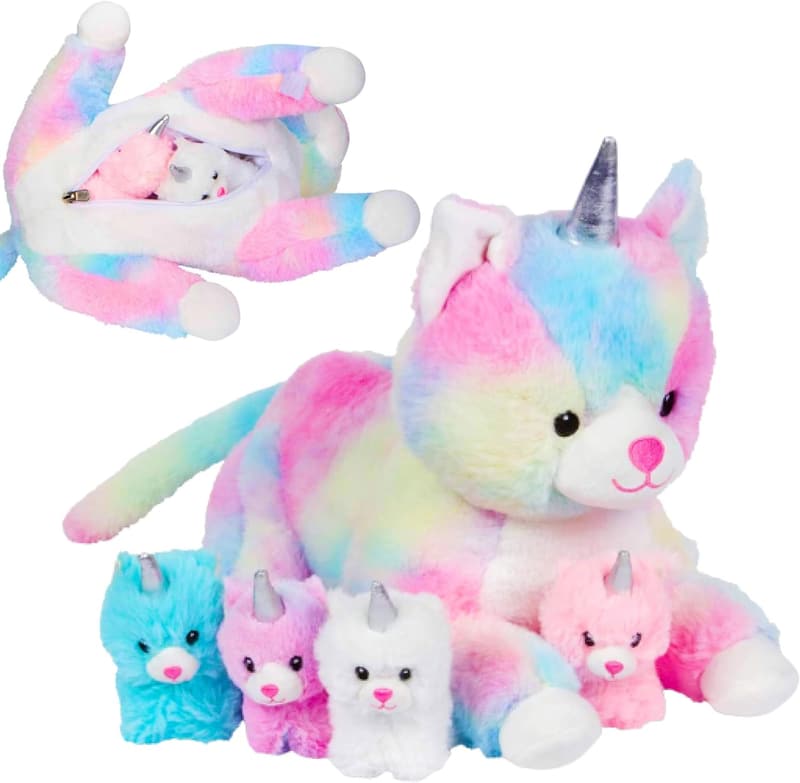 Unicorn Cat Plushie - Magical Stuffed Animal for Girls 3-8