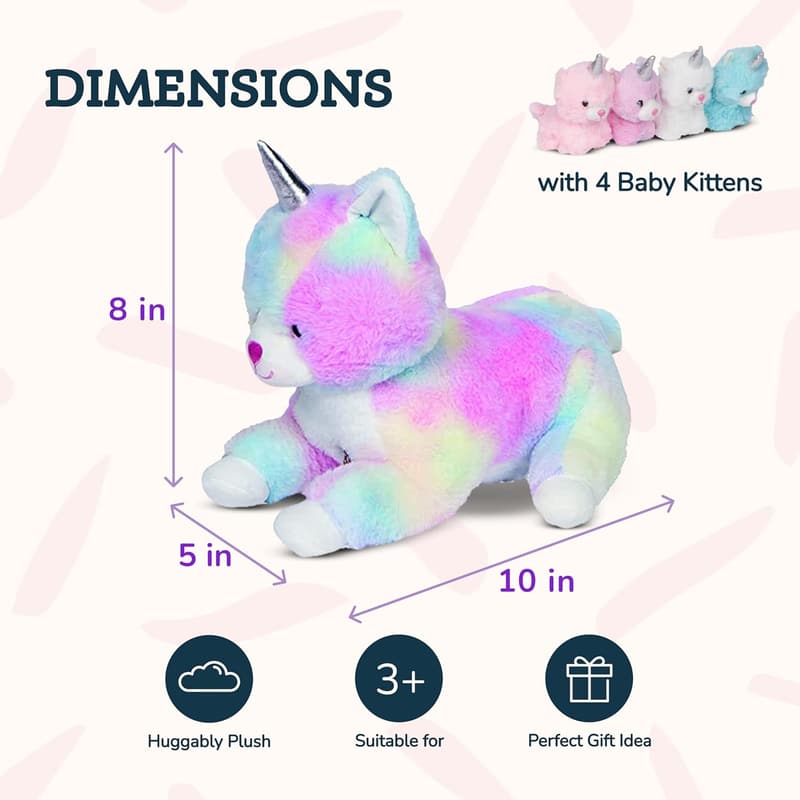 Unicorn Cat Plushie - Magical Stuffed Animal for Girls 3-8