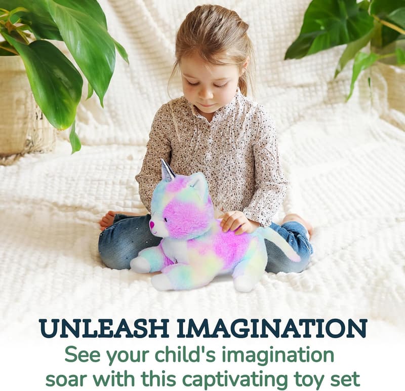 Unicorn Cat Plushie - Magical Stuffed Animal for Girls 3-8