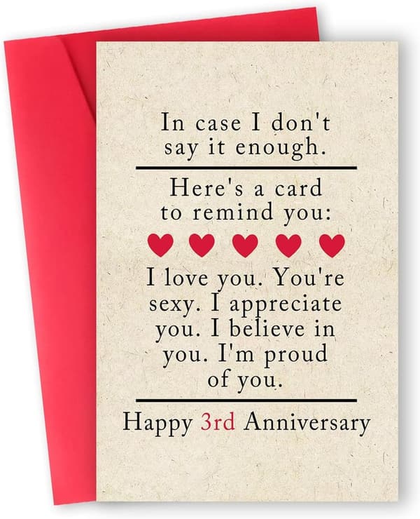 3rd Anniversary Leather Card for Couples