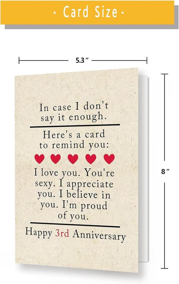 3rd Anniversary Leather Card for Couples