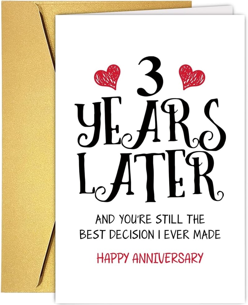3rd Anniversary Card for Couples - Funny & Romantic Design