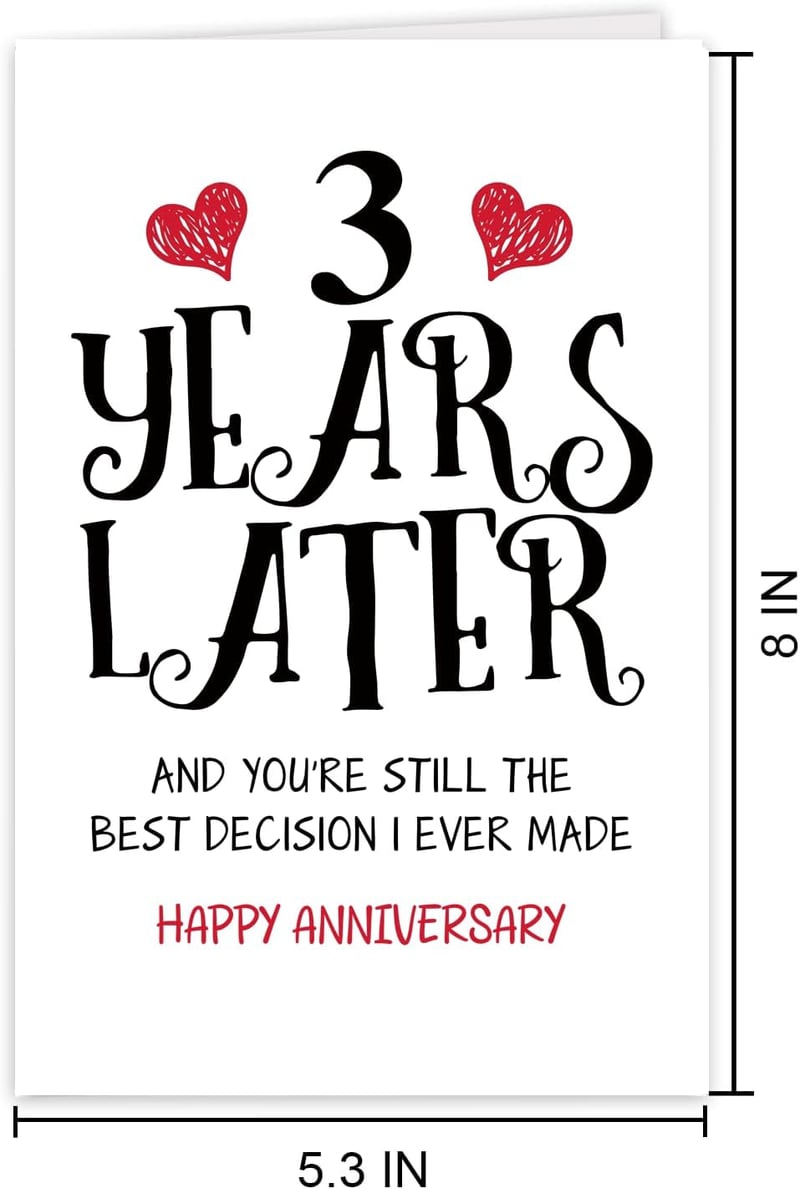 3rd Anniversary Card for Couples - Funny & Romantic Design