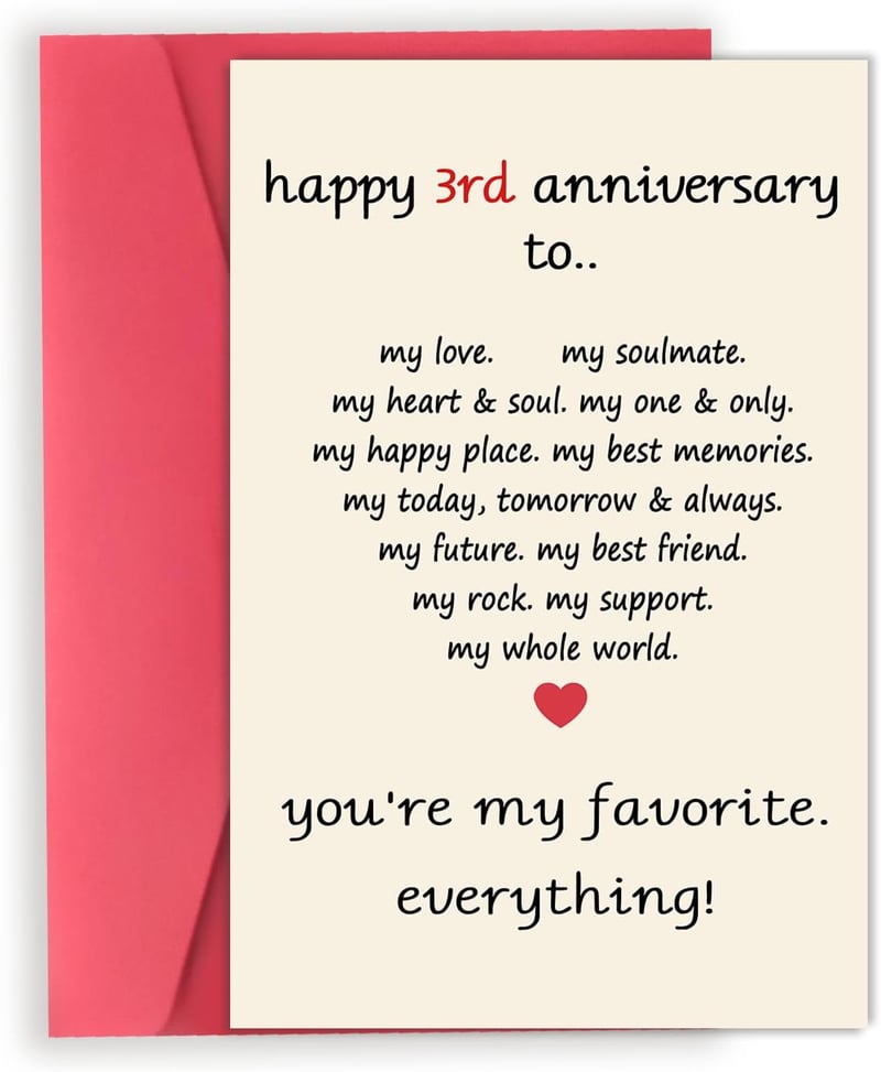 3rd Anniversary Leather Card for Couples