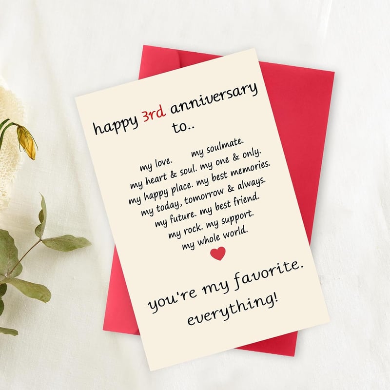 3rd Anniversary Leather Card for Couples