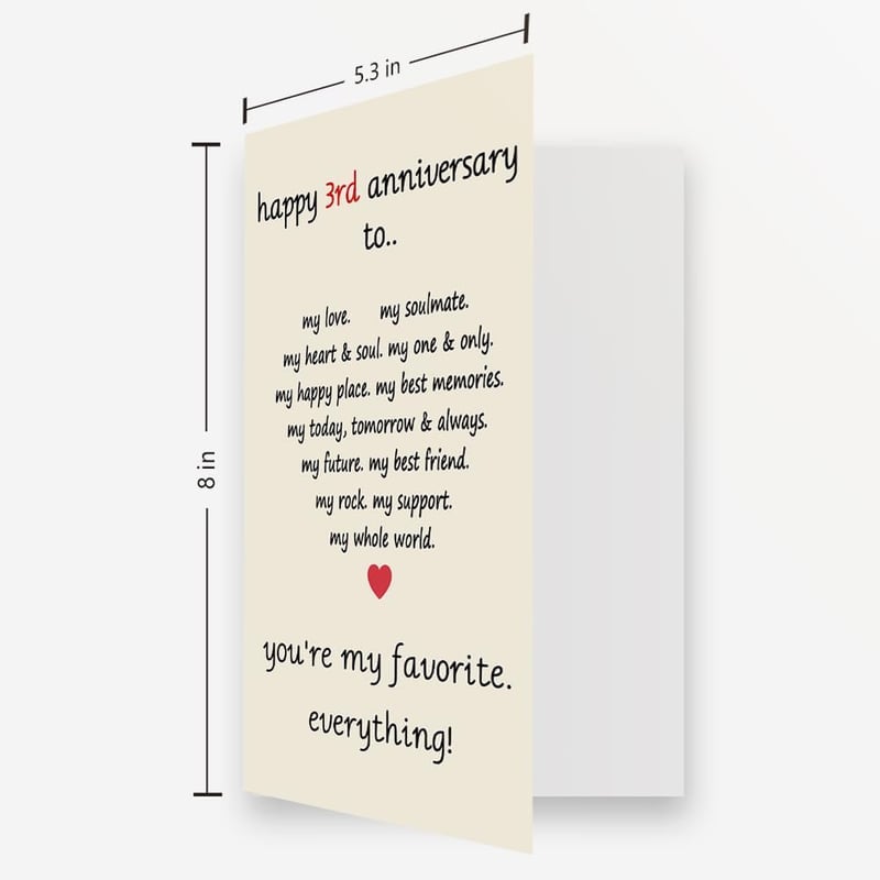 3rd Anniversary Leather Card for Couples