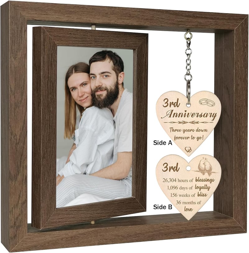 3rd Anniversary Picture Frame for Couples (Holds Two 4x6 Photos)