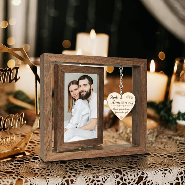 3rd Anniversary Picture Frame for Couples (Holds Two 4x6 Photos)