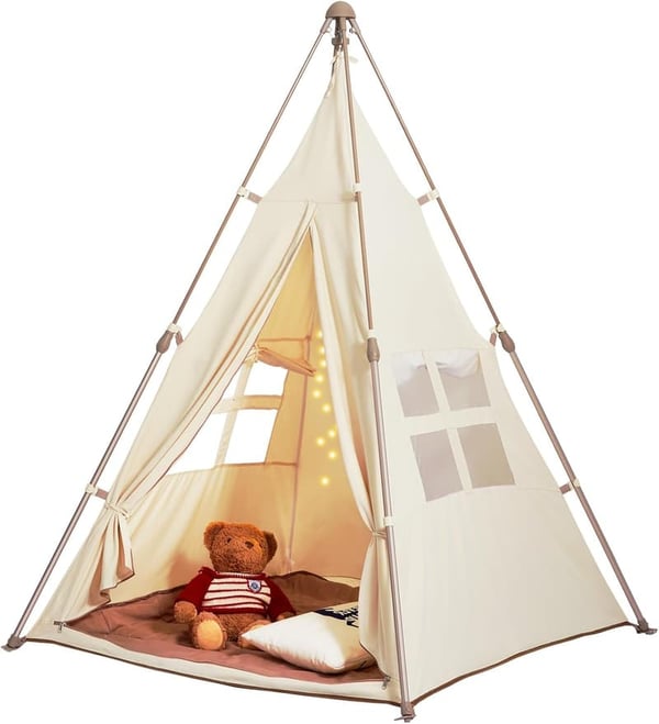 Kids Teepee Tent with Windows, Indoor/Outdoor, Foldable