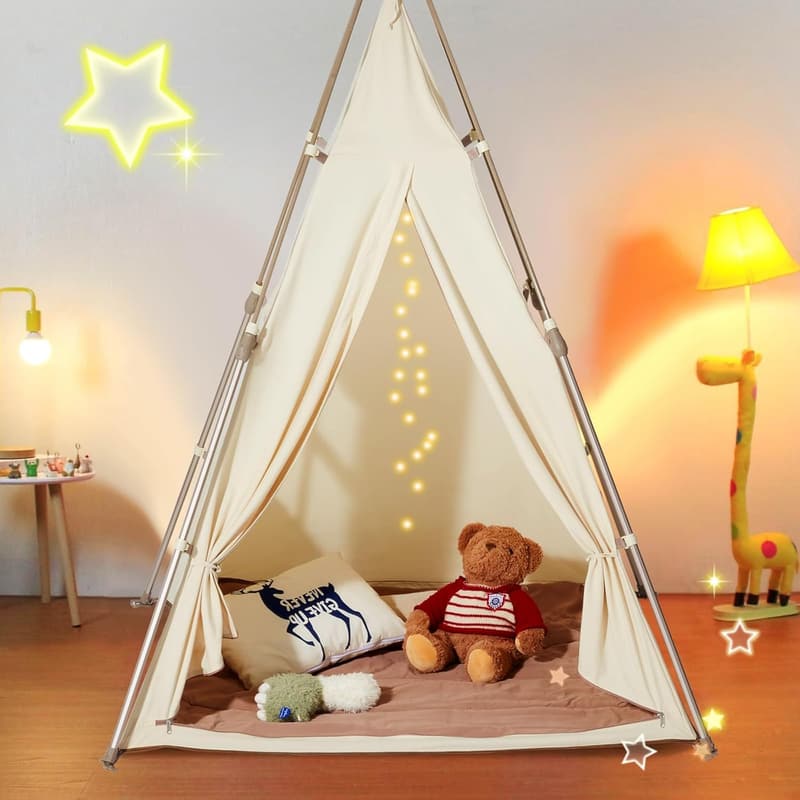 Kids Teepee Tent with Windows, Indoor/Outdoor, Foldable