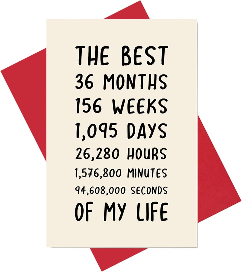 3rd Anniversary Card for Couples - Sweet Memories Design