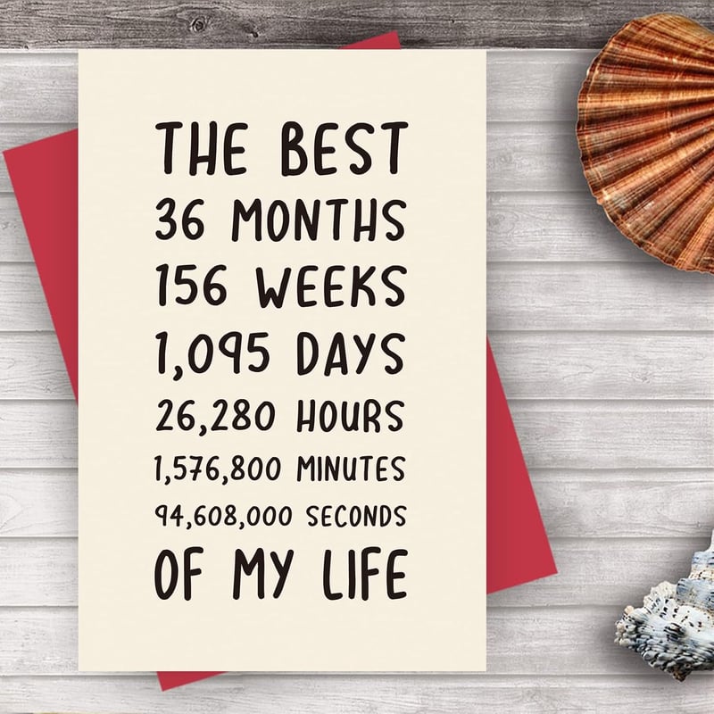 3rd Anniversary Card for Couples - Sweet Memories Design