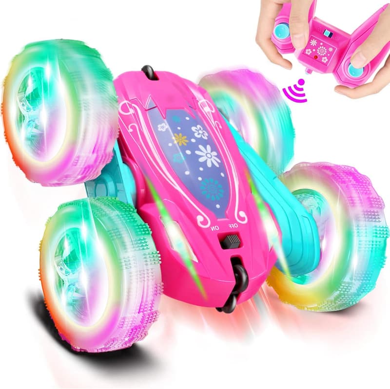 Pink Remote Control Car for Girls - 360° Flip Stunt Toy