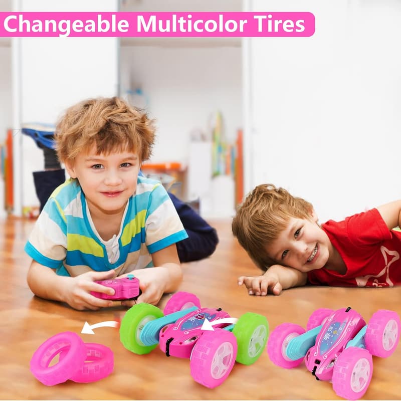 Pink Remote Control Car for Girls - 360° Flip Stunt Toy
