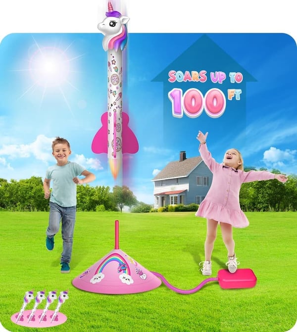 Unicorn Rocket Launcher Toy - Outdoor Gift for Girls Ages 2-8