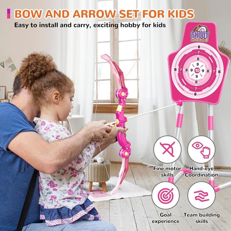 Children's Birthday Bow and Arrow Set with LED Lights & Targets