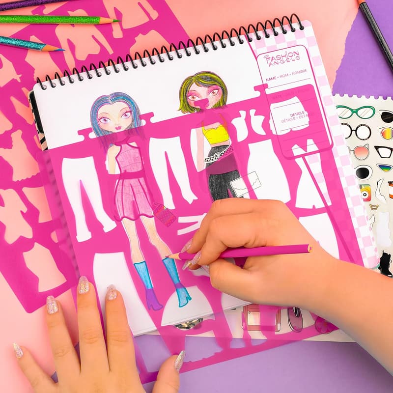 Fashion Design Sketch Portfolio for Girls with Stencils & Stickers
