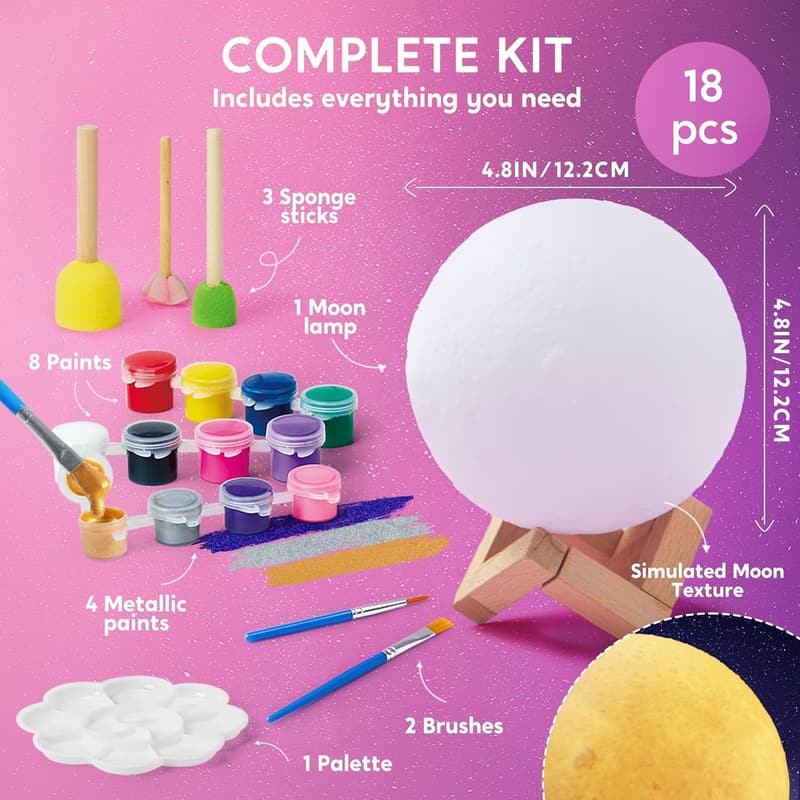DIY 3D Moon Night Light Painting Kit for Kids