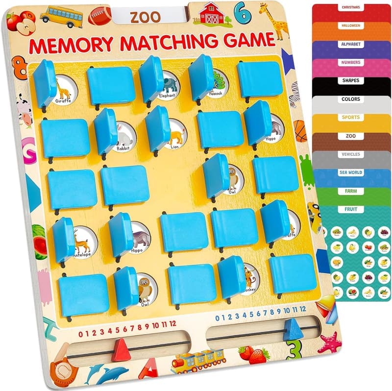 Children's Travel Memory Game - Wooden Board Toy for Ages 3-8