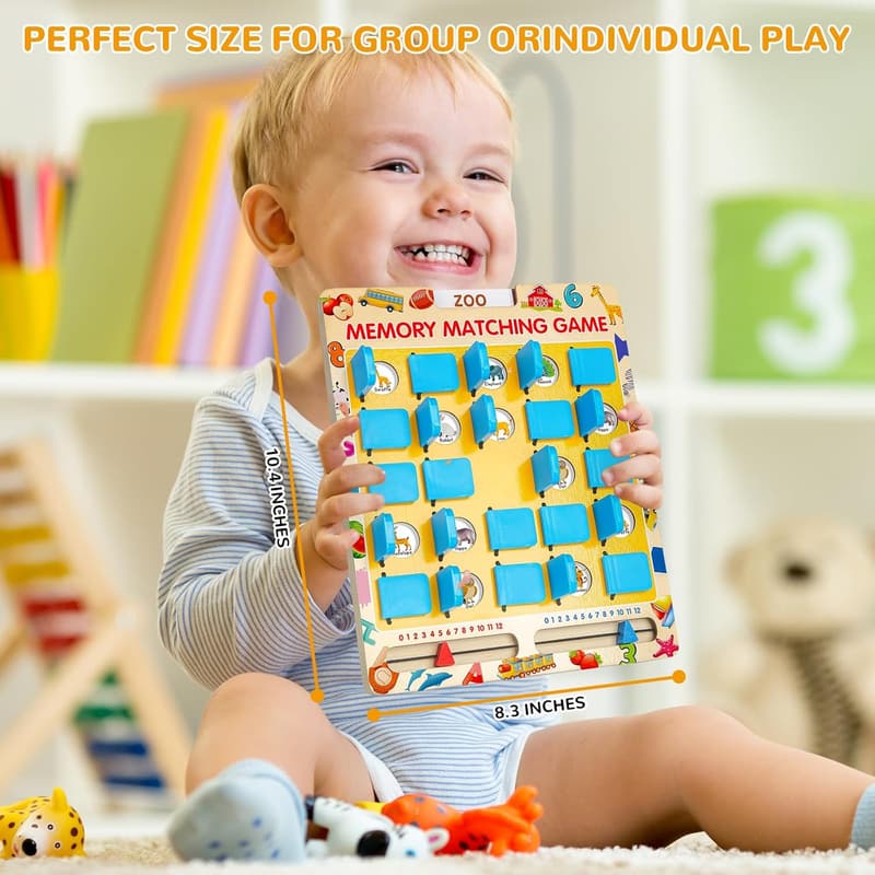 Children's Travel Memory Game - Wooden Board Toy for Ages 3-8
