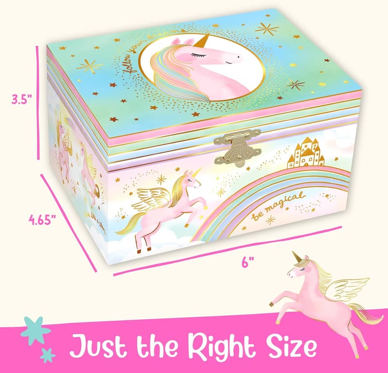 Unicorn Musical Jewelry Box for Girls Ages 4-6