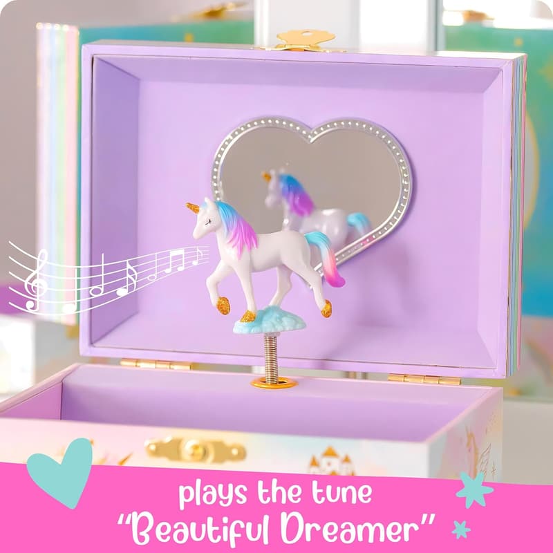 Unicorn Musical Jewelry Box for Girls Ages 4-6