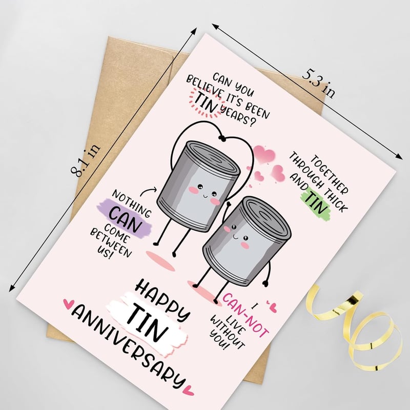 10th Anniversary Funny Tin Card for Couples