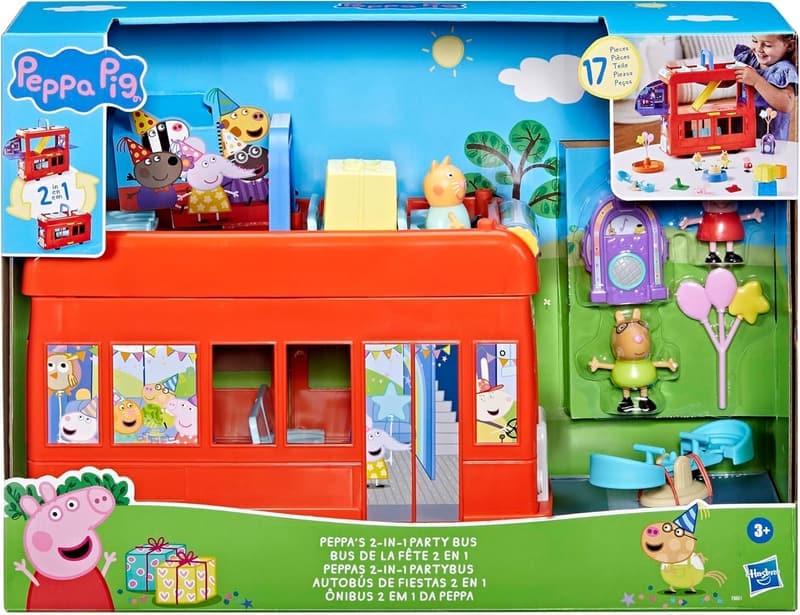 Peppa Pig 2-in-1 Party Bus Playset with Figures & Accessories