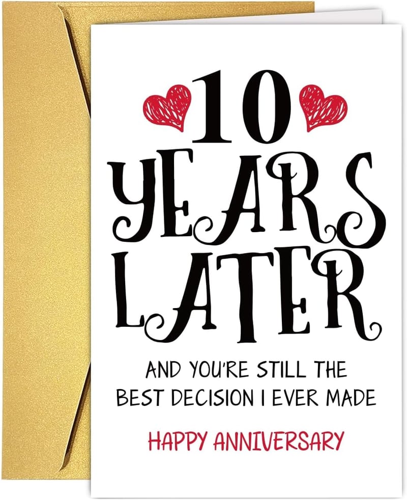 10th Anniversary Card for Couples - Funny & Sweet Design
