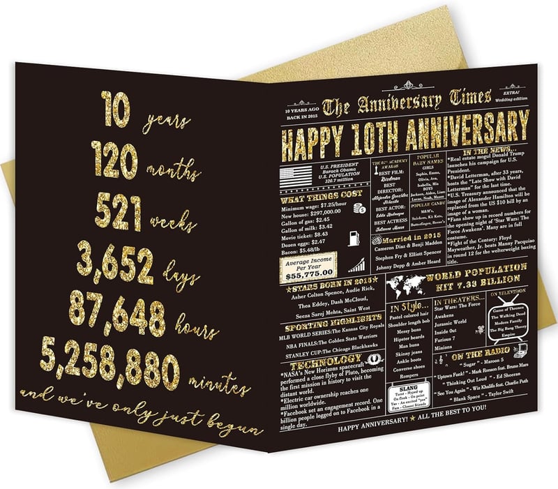 10th Anniversary Funny Card for Couples, Romantic Tin Gift