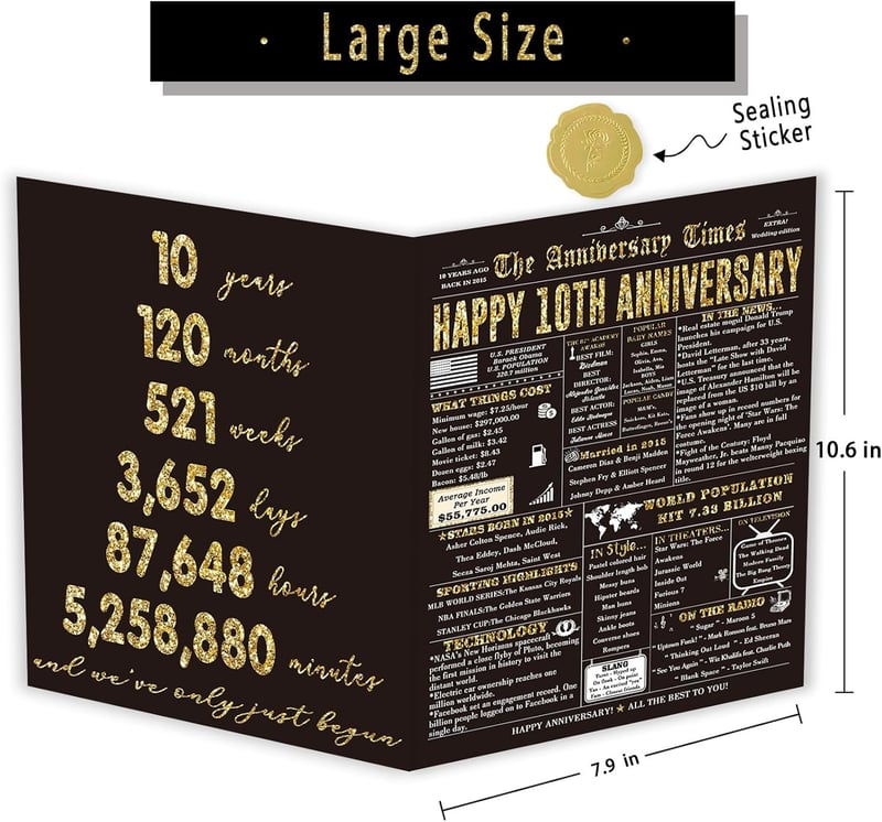 10th Anniversary Funny Card for Couples, Romantic Tin Gift