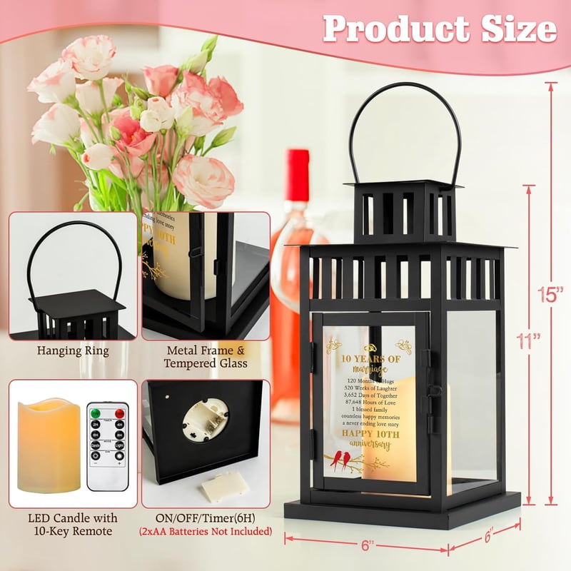 10th Anniversary Lantern – Perfect Gift for Couples and Parents