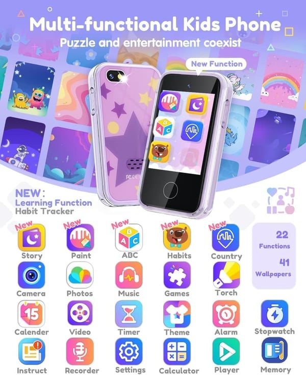 Kids' Smart Phone for Ages 3-8 - Touchscreen Learning Toy