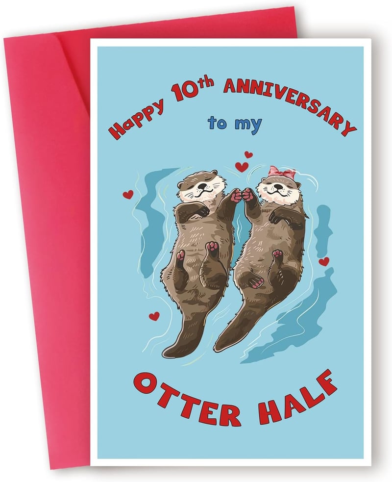 10th Anniversary Card for Couples - Romantic Design