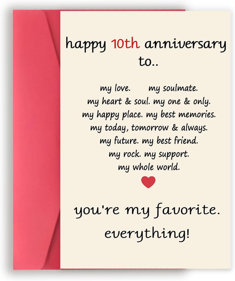 10th Anniversary Personalized Card for Couples